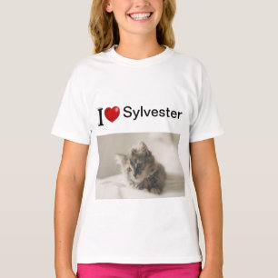 Cat Personalisierter schwarzer T - Shirt