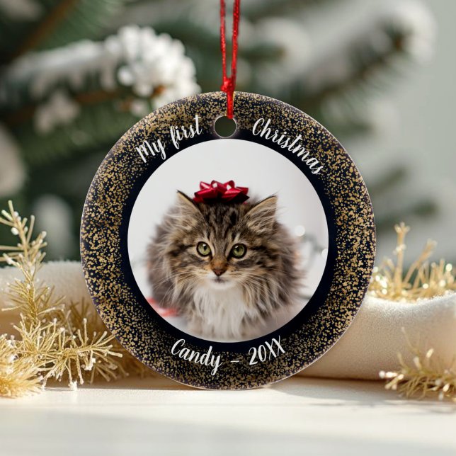 Cat Pet Erste Weihnachtszeit Foto Rahmen Keramik Ornament (Von Creator hochgeladen)