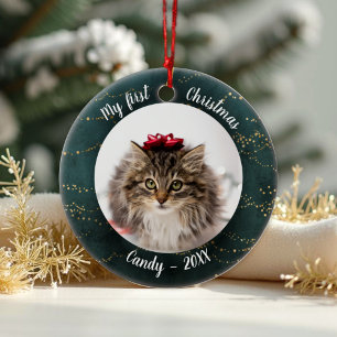 Cat Pet Erstes Weihnachtsgebäck Foto Fairy Trees Keramik Ornament