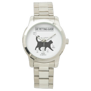 Cat Petting Guide Watch (Schwarz drucken) Armbanduhr