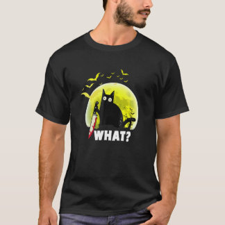 Cat Pew Madafaka Black Cat Moon Halloween Vintag T-Shirt
