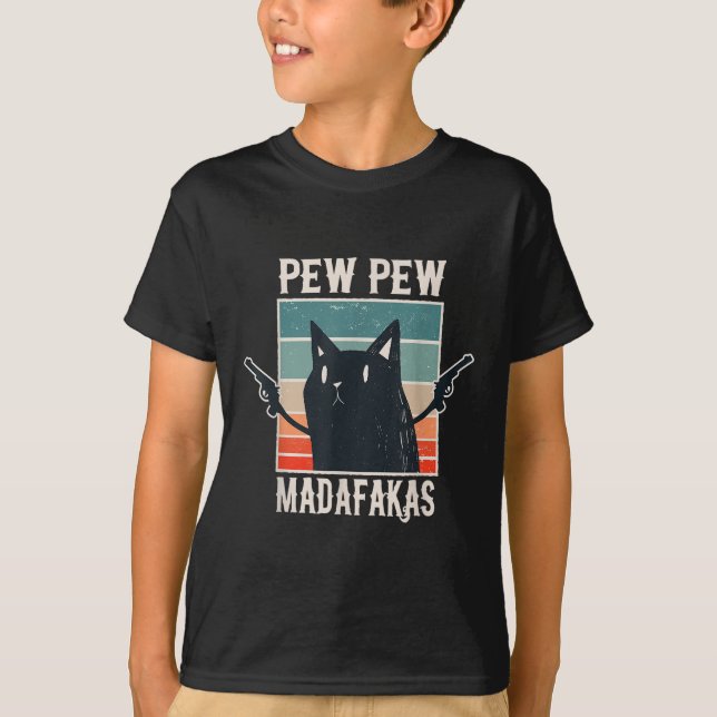Cat Pew Madafakas Retro Vintages Geschenk T-Shirt (Vorderseite)