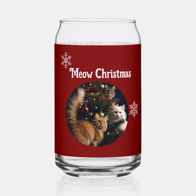 Cat Photo, Meow Christmas, customize  Dosenglas (Vorderseite)