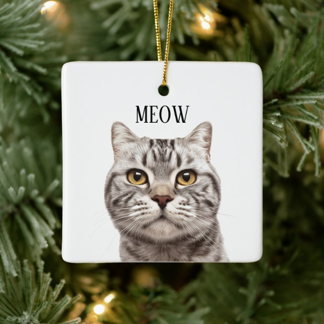 Cat Photo Meow Christmas Ornament (Baum)