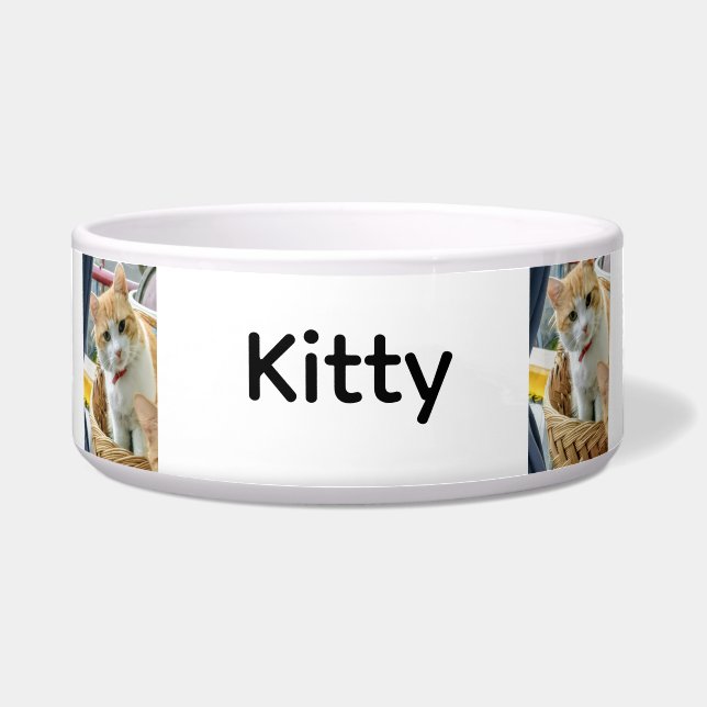 Cat Photo Name Customize Ceramic Pet Bowl Napf (Vorderseite)