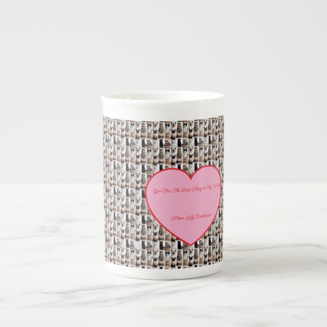 Cat Photo pattern Heart Name Specialty Mug Prozellantasse (Vorderseite)