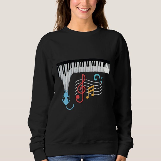 Cat Piano Funny Piano Players Piano Teachers Music Sweatshirt (Vorderseite)