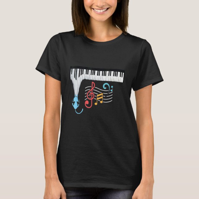 Cat Piano Funny Piano Players Piano Teachers Music T-Shirt (Vorderseite)