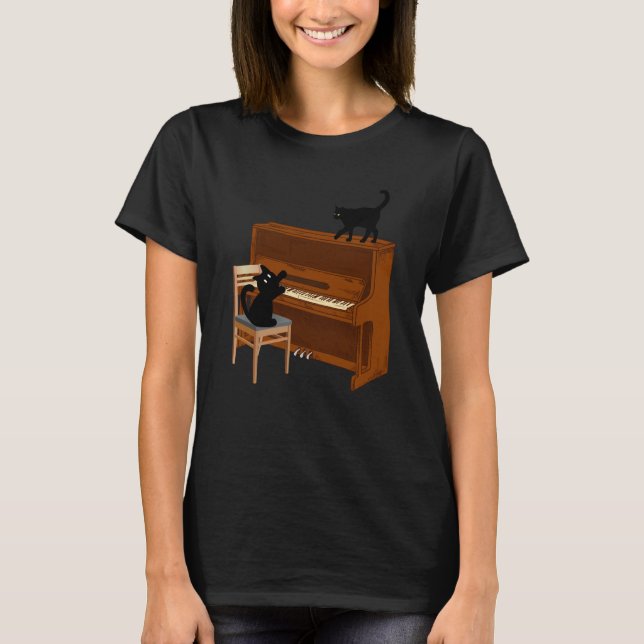Cat Piano Music T-Shirt (Vorderseite)