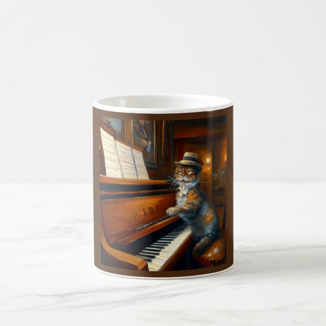 Cat Piano Player Kaffeetasse (Mittel)