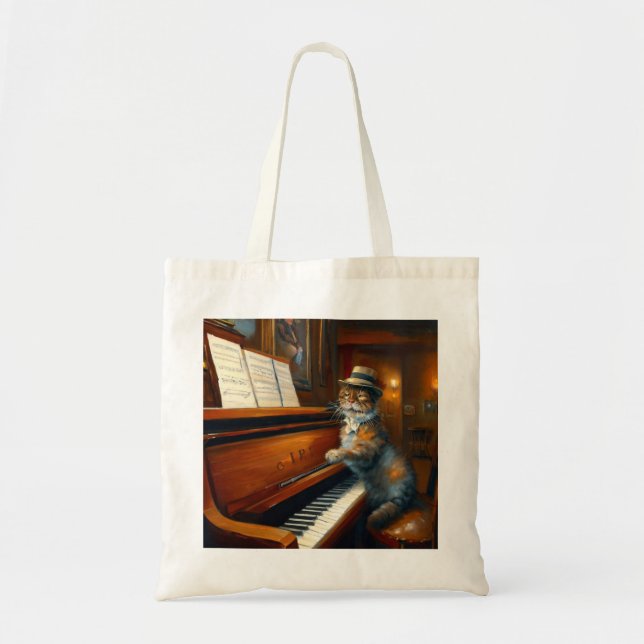 Cat Piano Player Tragetasche (Vorne)