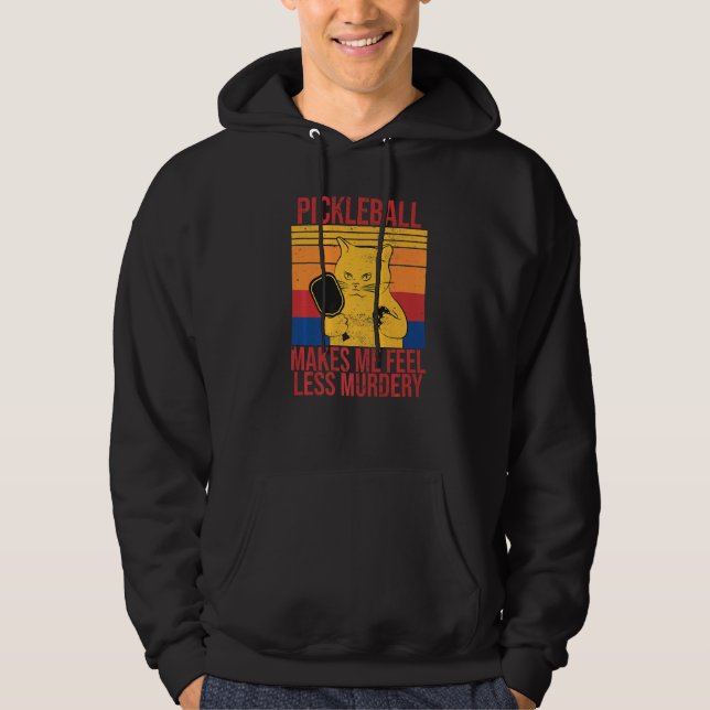 Cat pickleball makes me feel less murdery Retro   Hoodie (Vorderseite)