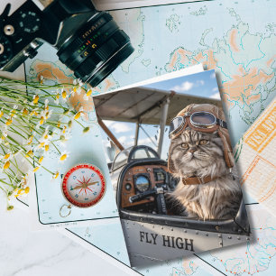 Cat Pilot & Flugzeug, Coole sonnige Luftfahrt Gebu Karte