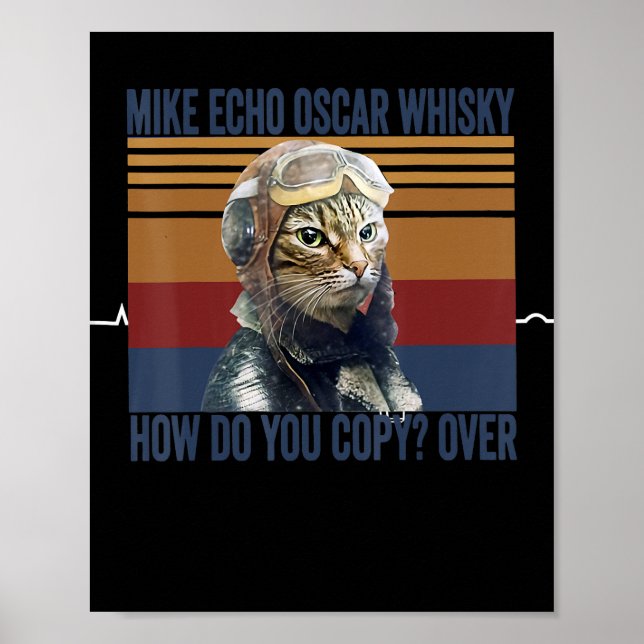 Cat Pilot Mike Echo Oscar Whisky Kostümgeschenk Poster (Vorne)
