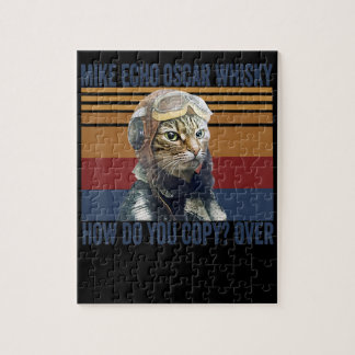 Cat Pilot Mike Echo Oscar Whisky Kostümgeschenk Puzzle