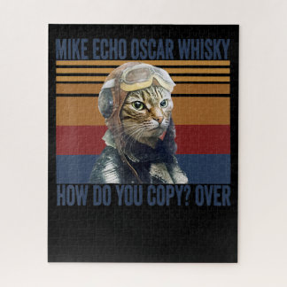Cat Pilot Mike Echo Oscar Whisky Kostümgeschenk Puzzle