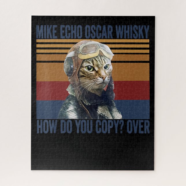 Cat Pilot Mike Echo Oscar Whisky Kostümgeschenk Puzzle (Vertikal)