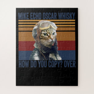 Cat Pilot Mike Echo Oscar Whisky Kostümgeschenk Puzzle