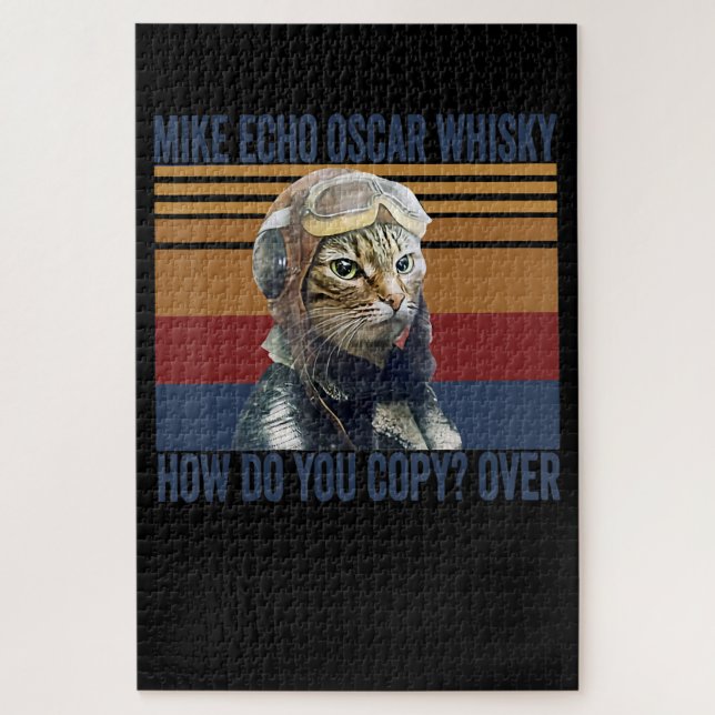 Cat Pilot Mike Echo Oscar Whisky Kostümgeschenk Puzzle (Vertikal)