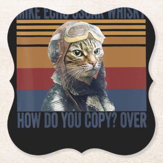 Cat Pilot Mike Echo Oscar Whisky Kostümgeschenk Untersetzer