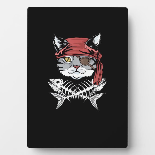 Cat Pirate Funny Cat Pirate Halloween Fotoplatte (Vorderseite)