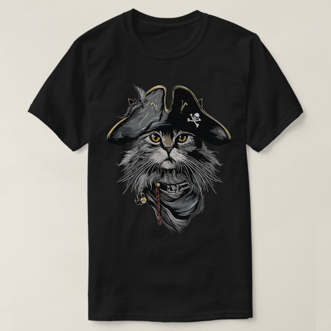 Cat Pirate Reden wie ein Pirat T-Shirt (Design vorne)