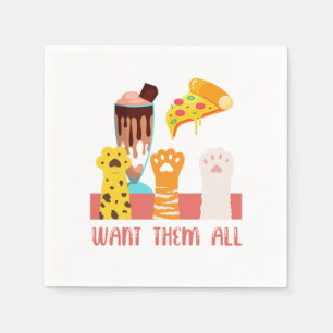 Cat Pizza Ice Creme Kitten Kitty Pet Tiergeschenk Serviette