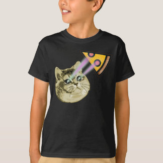 Cat Pizza Meme Laser Augen Schweres Atmen T-Shirt
