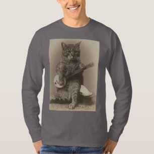 CAT-PLAYER BANJO-T - SHIRT T-SHIRTS