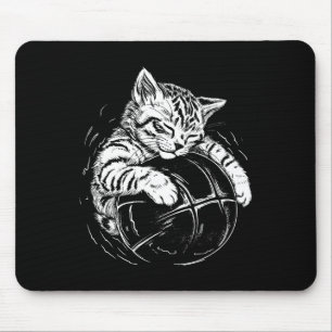 Cat Player schläft auf bysketbyll-Kätzchen Haustie Mousepad