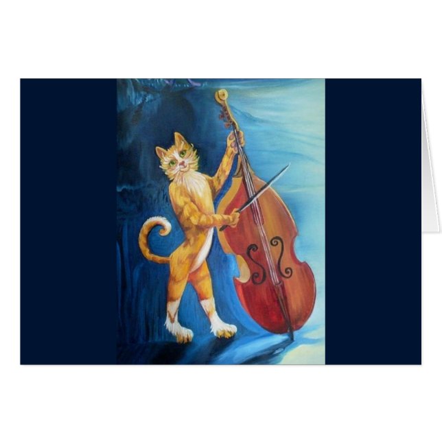 Cat Playing a Fiddle Grußkarte (Vorderseite (Horizontal))