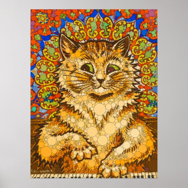 Cat Playing a Piano, Psychedelic - Nach Louis Wain Poster (Vorne)
