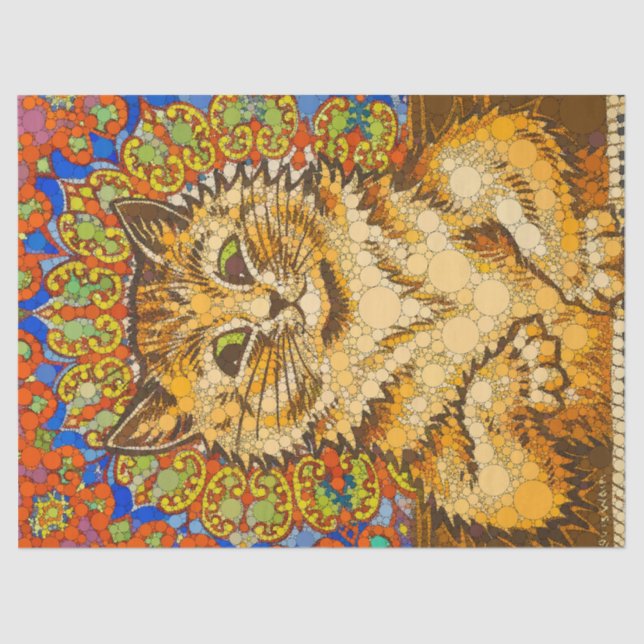 Cat Playing a Piano, Psychedelic - Nach Louis Wain Seidenpapier (Vorderseite)