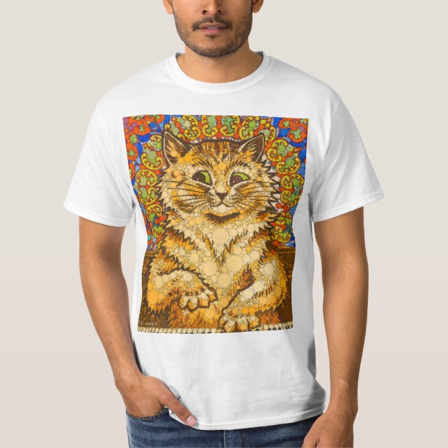 Cat Playing a Piano, Psychedelic - Nach Louis Wain T-Shirt (Vorderseite)