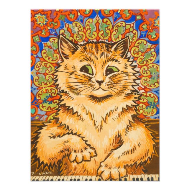 Cat Playing a Piano von Louis Wai Fotodruck (Vorne)