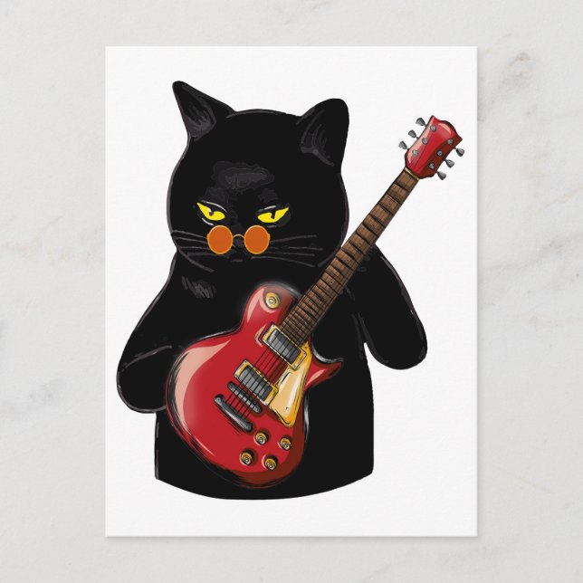Cat Playing Acoustic Gitarre Cool Musiker Gitarre Postkarte (Vorderseite)