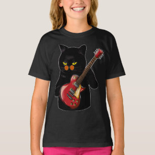 Cat Playing akustische Gitarre Girl T-Shirt