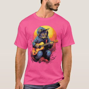 Cat Playing akustische Gitarre Gitarre Kat Gitarre T-Shirt