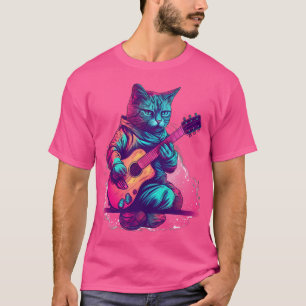 Cat Playing auf akustische Gitarre T-Shirt