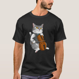 Cat Playing Cello Violin Musikinstrument T-Shirt