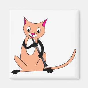 Cat Playing die Klarinette Magnet