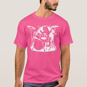 Cat Playing Drums Drummer Novelty Music Lover Funn T-Shirt
