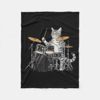 Cat Playing Drums Drumset Drumkit Drumming Drum Dr Fleecedecke