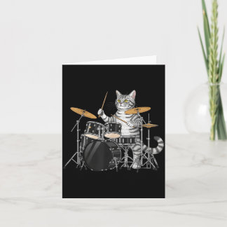 Cat Playing Drums Drumset Drumkit Drumming Drum Dr Karte