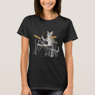 Cat Playing Drums Drumset Drumkit Drumming Drum Dr T-Shirt