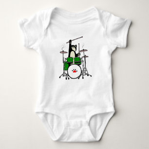 Cat Playing Drums, Funny Cat Playing Drums Baby Strampler