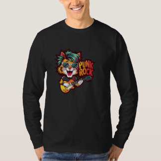 Cat Playing Electric Gitarre - Funny Retro Vintag T-Shirt