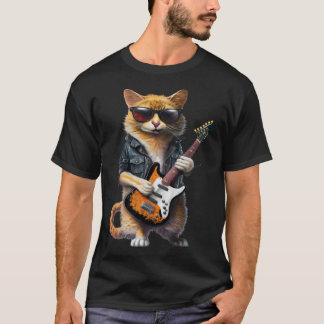 Cat Playing Electric Gitarre Tier Katze Gitarre T-Shirt