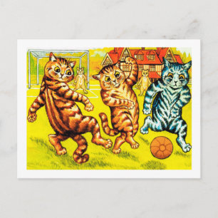Cat Playing Football, Louis Wain Postkarte