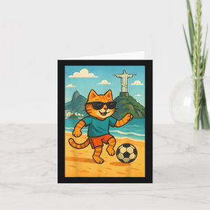 Cat Playing Football Niedlich Sport Rio de Janeiro Karte